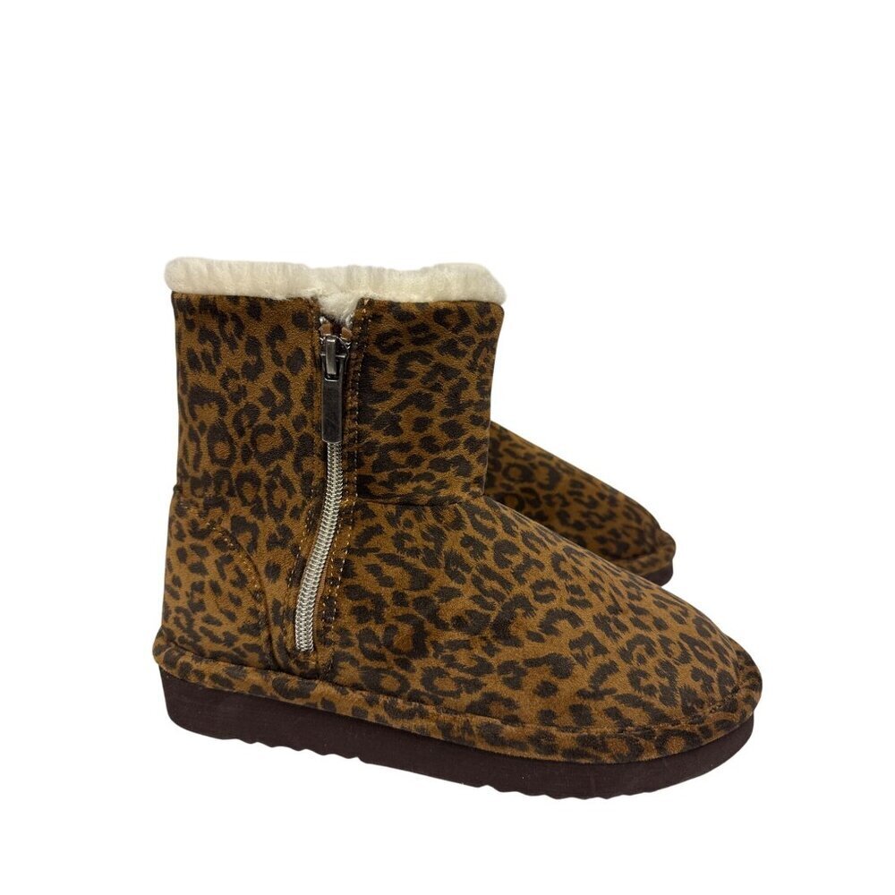 Steve Madden Oakley Girl's Ankle Boot Leopard Faux Suede Brown Size 2 NEW